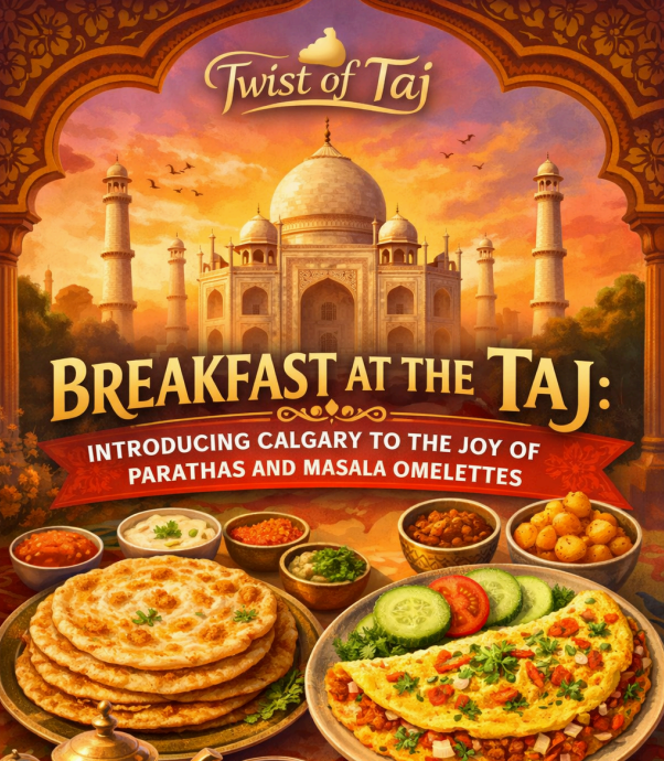 Indian Breakfast Parathas and Masala Omelette at Twist of TAJ Calgary NW
