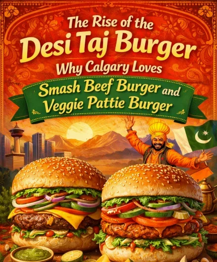 Desi Taj Burger Calgary - Smash Beef and Veggie Pattie Burgers